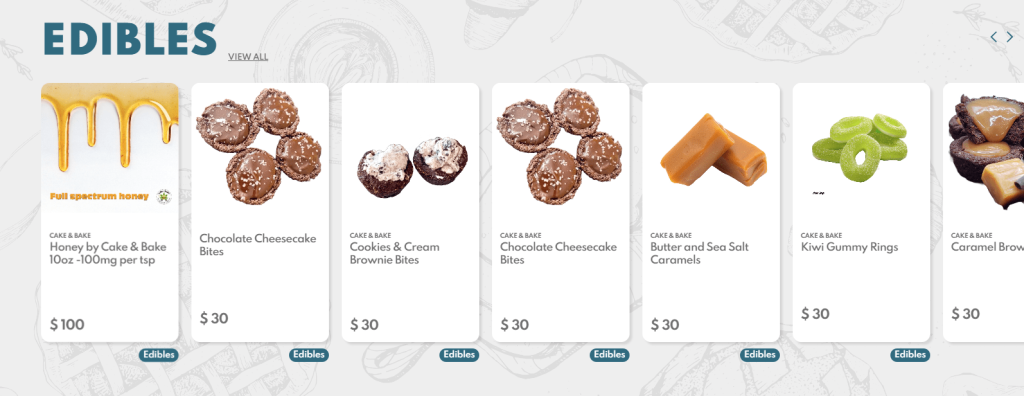 Green Label's website shows a wide selection of edibles